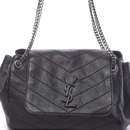 Saint Laurent Pebbled Lambskin Chevron Monogram Small Nolita Black 8 of 10