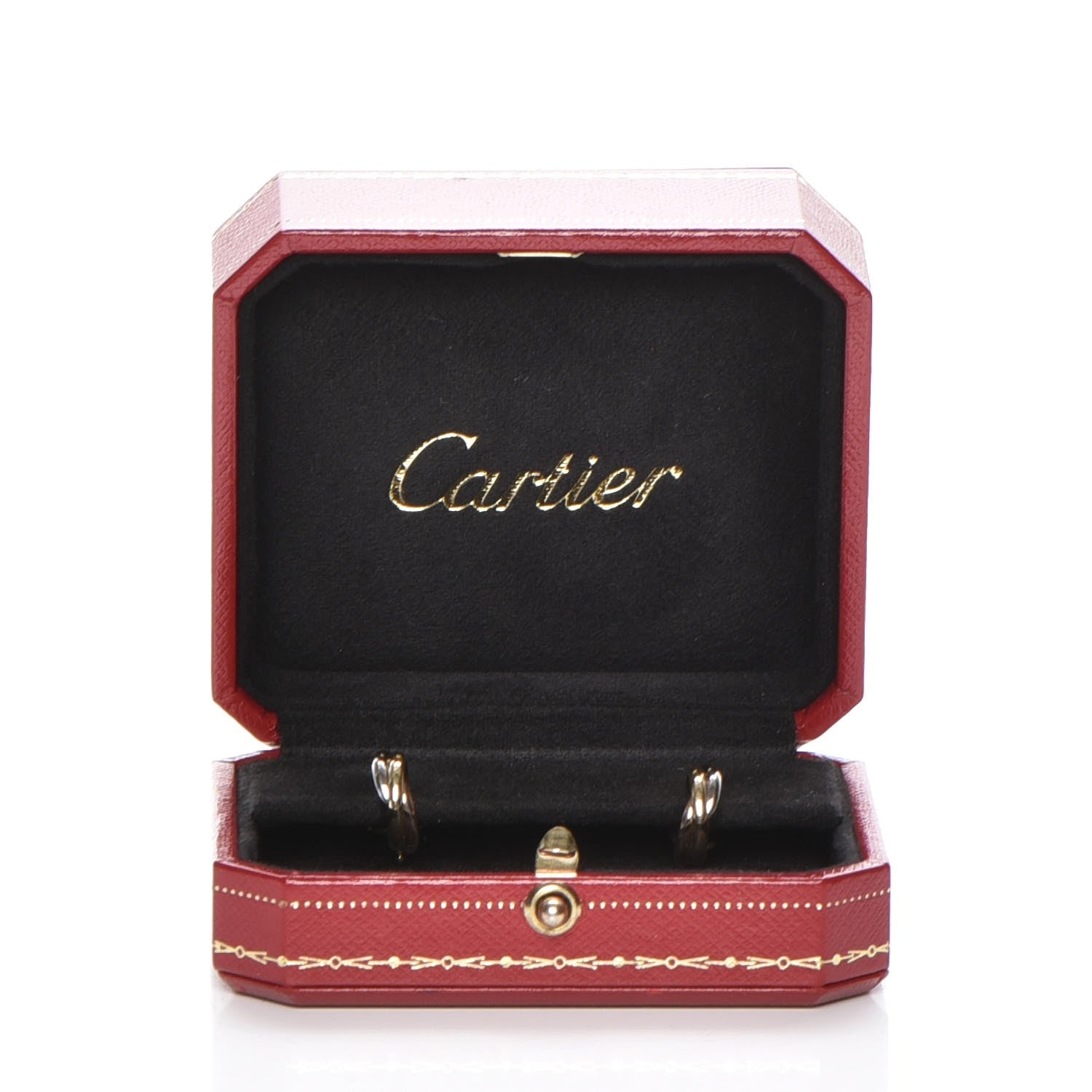 Cartier 18K Pink Yellow White Gold 13mm Trinity Hoop Earrings 5 of 6