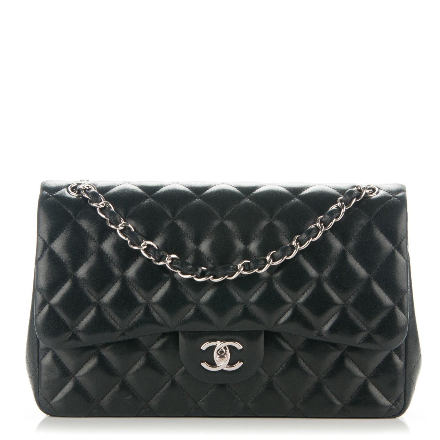 Chanel Lambskin Quilted Jumbo Double Flap Black 1 of 7