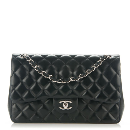 Chanel Lambskin Quilted Jumbo Double Flap Black 1 of 7