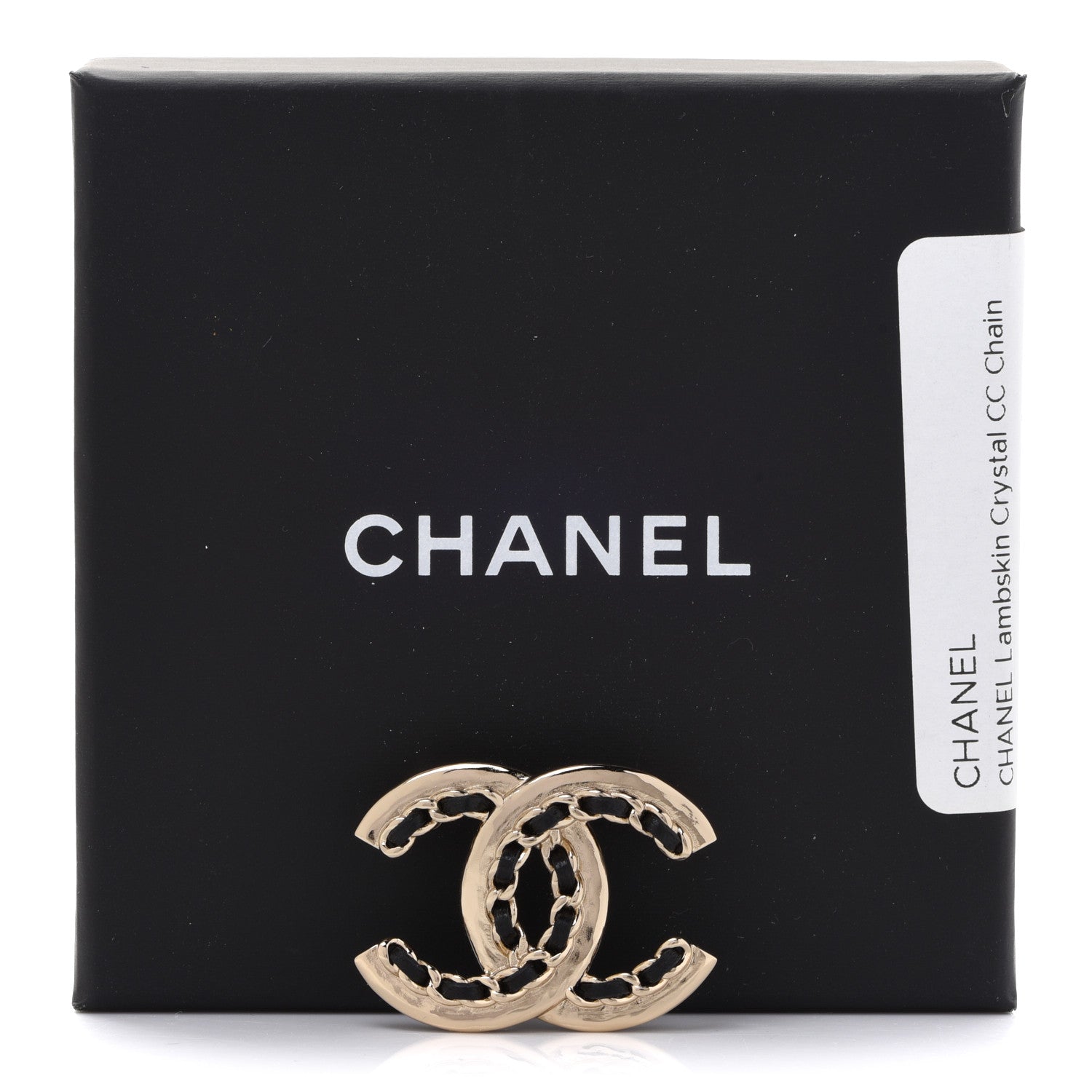 Chanel Lambskin Chain CC Chain Brooch Black Gold 5 of 5