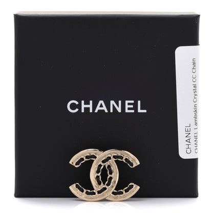 Chanel Lambskin Chain CC Chain Brooch Black Gold 5 of 5