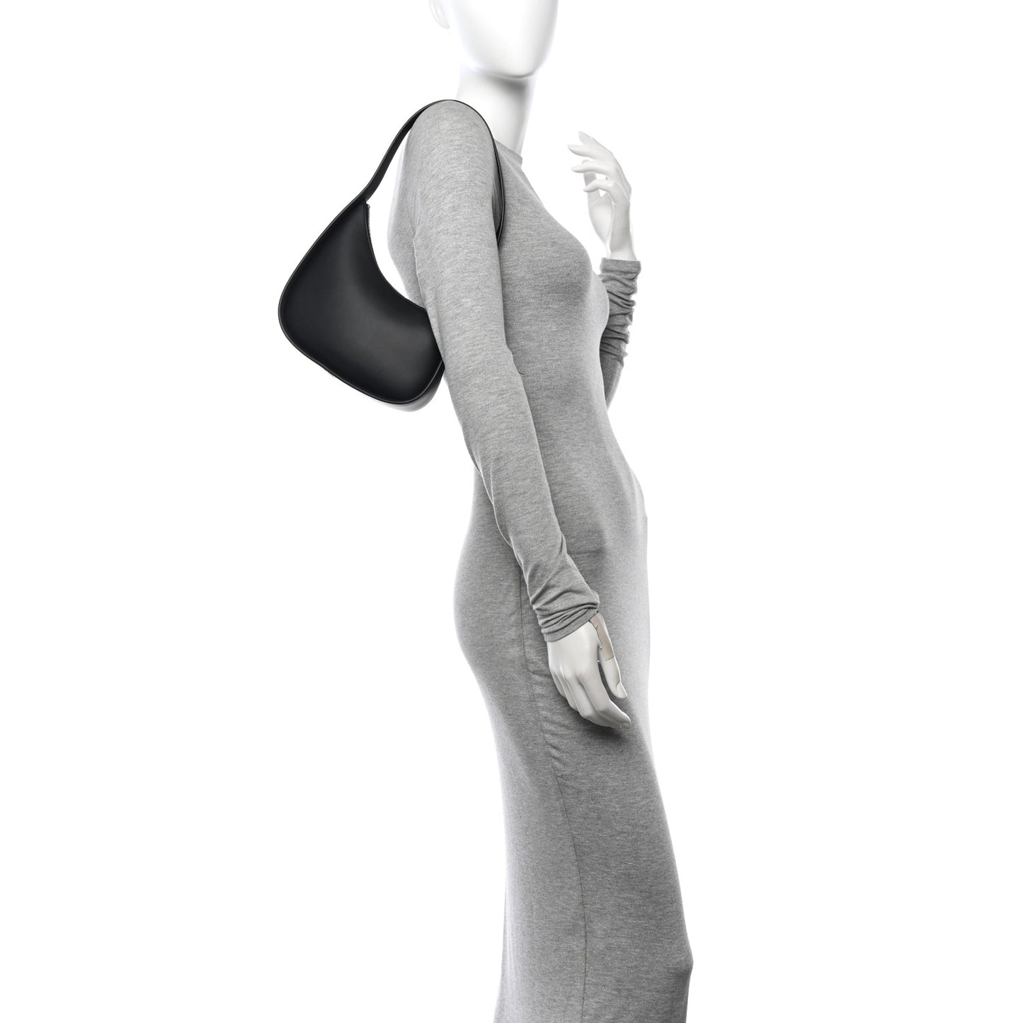 Smooth Calfskin Half Moon Shoulder Bag Black