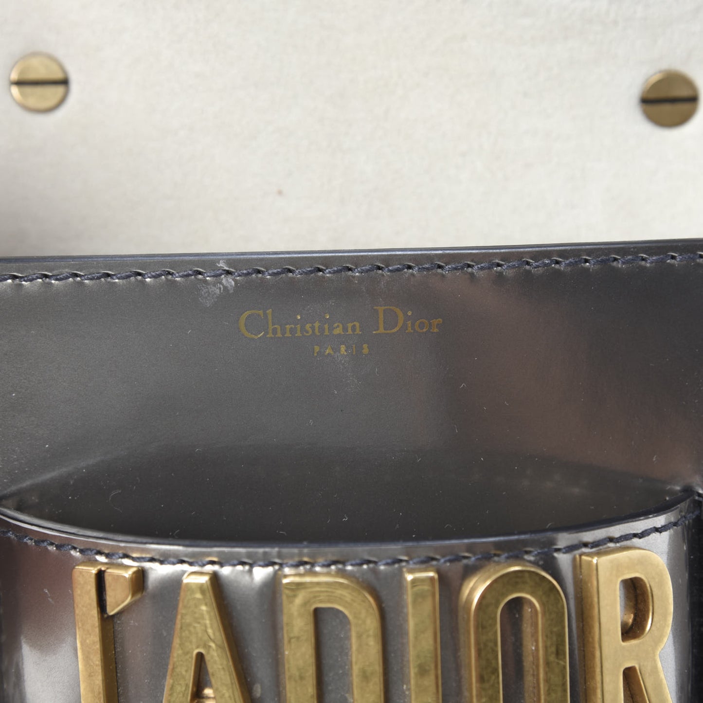 Metallic Calfskin J'Adior Mini Chain Flap Bag Silver
