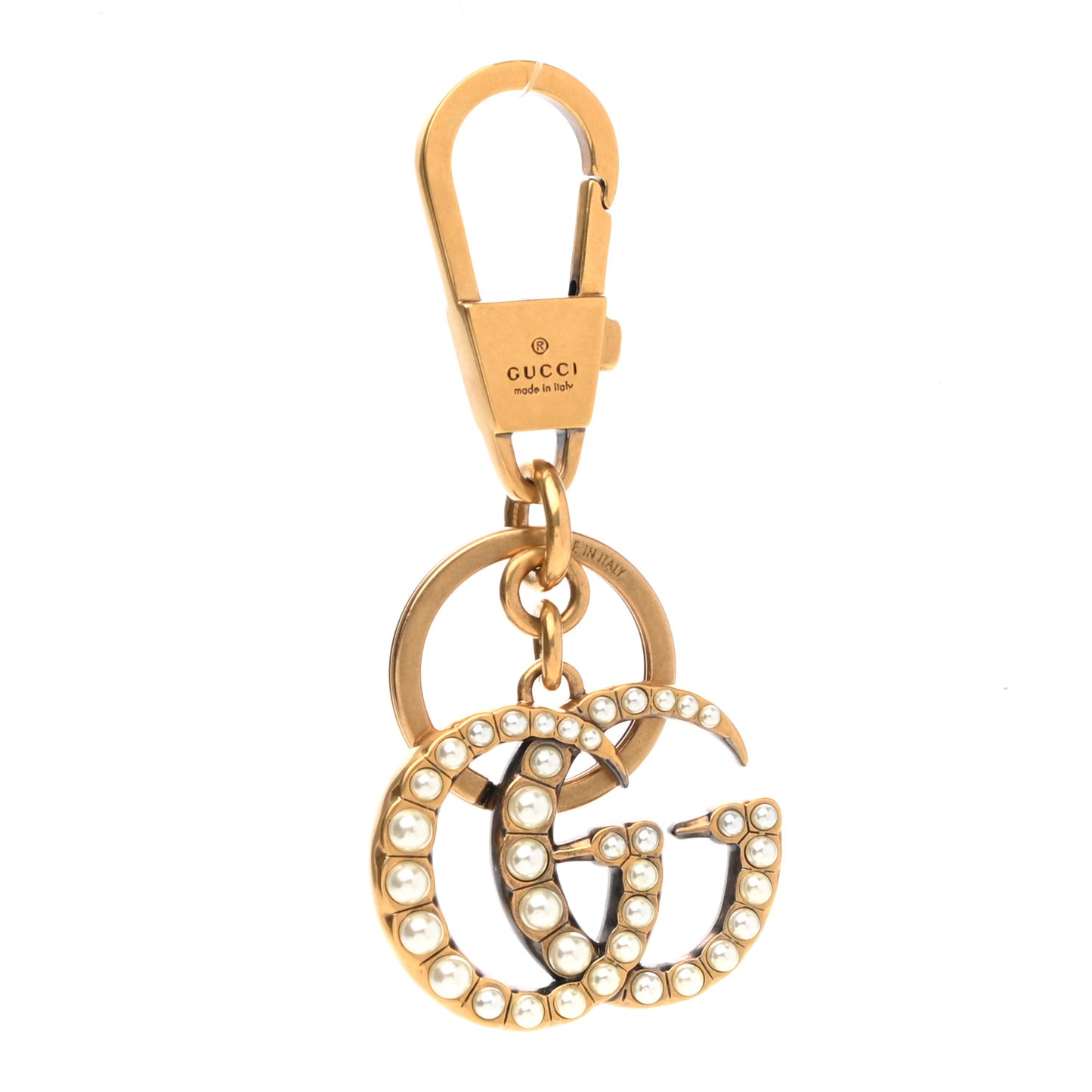 Pearl Double G Key Chain Gold