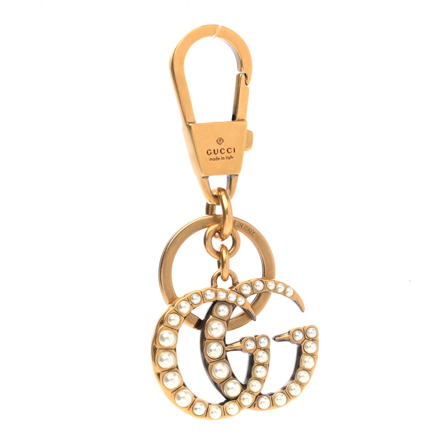 Gucci Pearl Double G Key Chain Gold 1 of 4