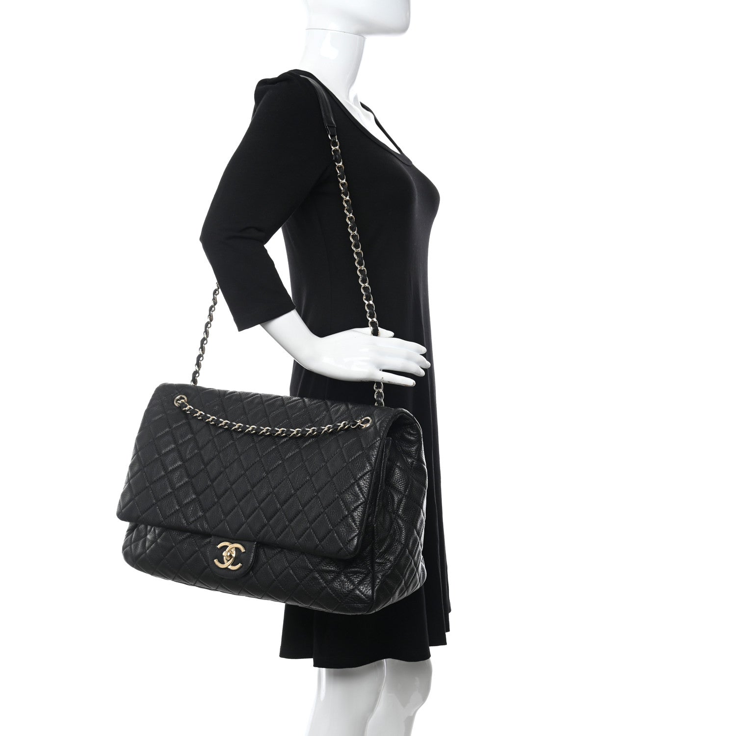 Chanel Calfskin Quilted XXL Travel Flap Bag Black 3 of 9