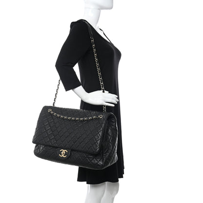 Chanel Calfskin Quilted XXL Travel Flap Bag Black 3 of 9