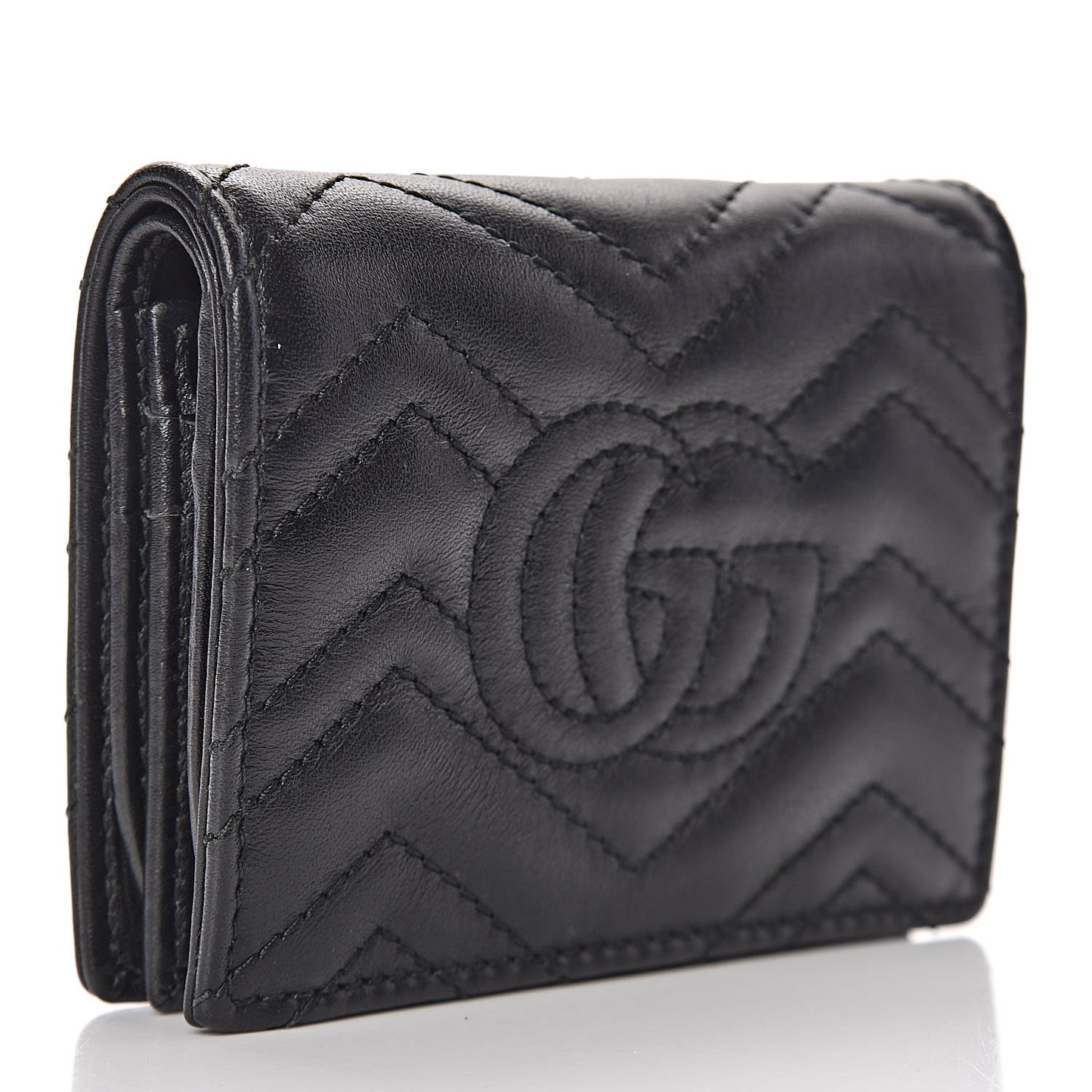 Calfskin Matelasse GG Marmont Card Case Wallet Black