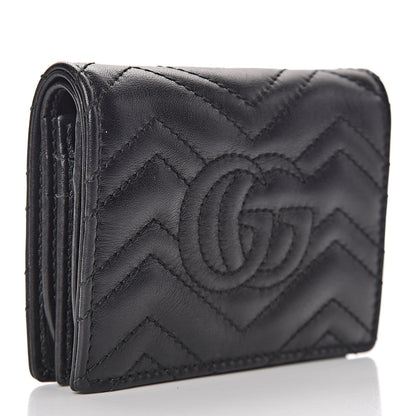 Gucci Calfskin Matelasse GG Marmont Card Case Wallet Black 3 of 8