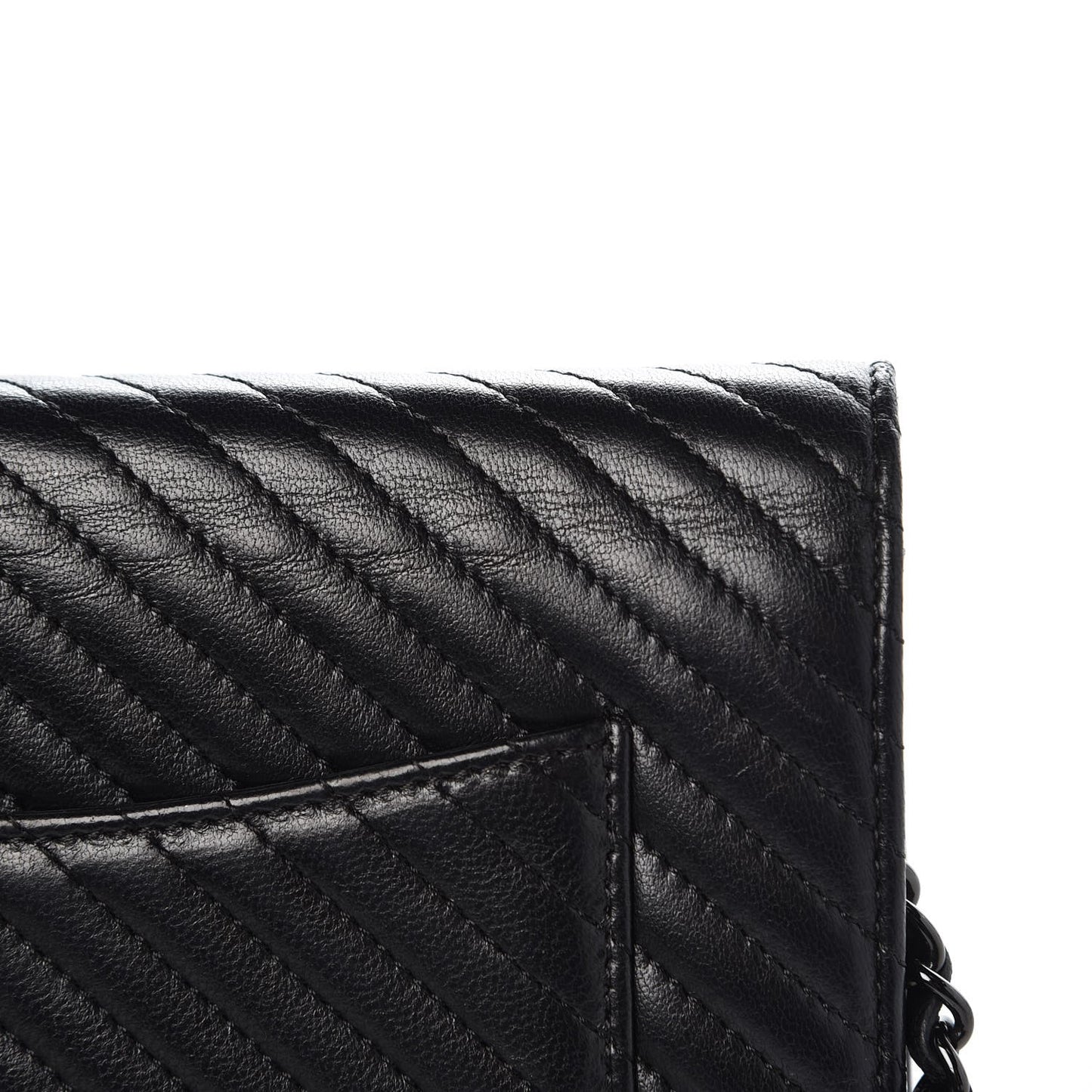 Lambskin Chevron Quilted Wallet On Chain WOC So Black