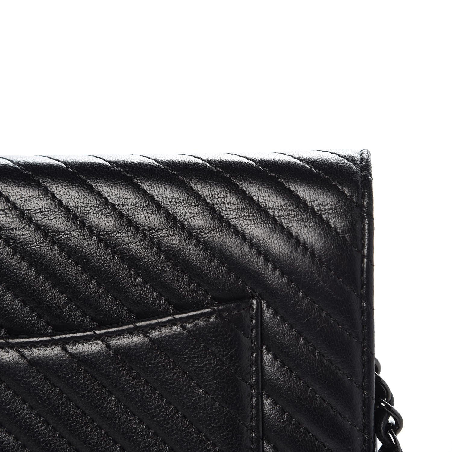 Chanel Lambskin Chevron Quilted Wallet On Chain WOC So Black 10 of 11