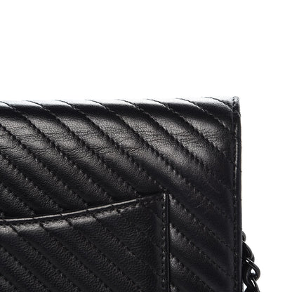 Chanel Lambskin Chevron Quilted Wallet On Chain WOC So Black 10 of 11