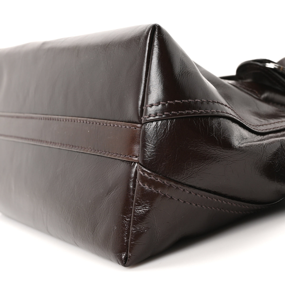 Vitello Shine Logo Embossed Bag Moro