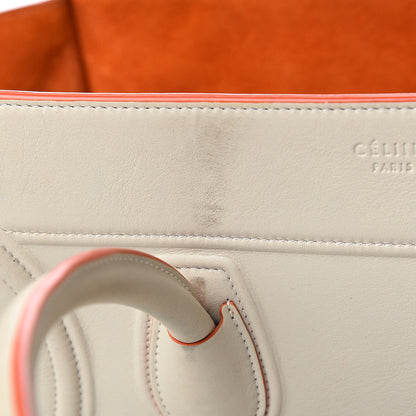 Celine Smooth Calfskin Medium Phantom Luggage Chalk Orange Trim 10 of 16