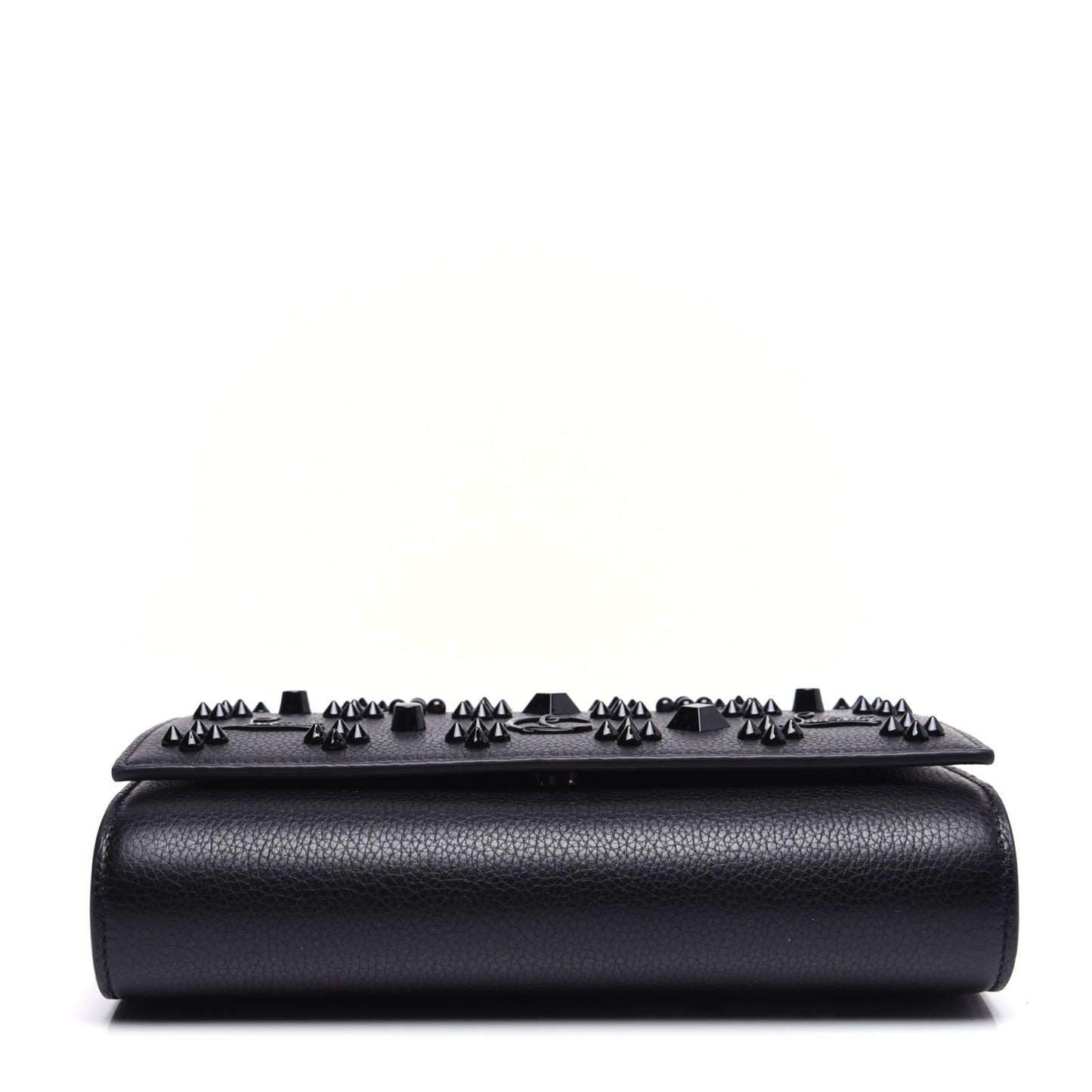 Calfskin Spikes Loubinthesky Paloma Clutch Black