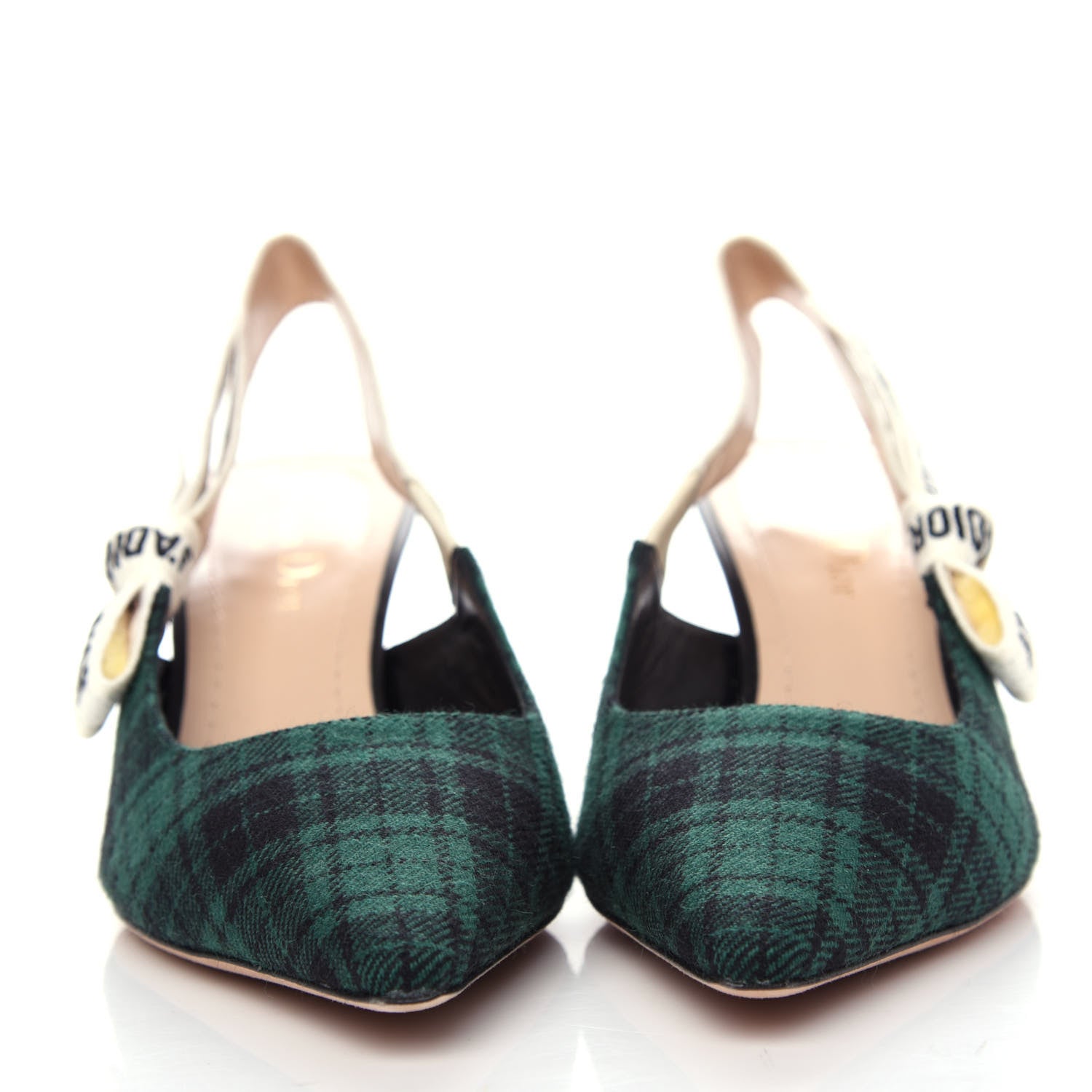 Christian Dior Canvas Ribbon Plaid J'Adoir Slingback 65mm Pumps 36.5 Green Black 2 of 10