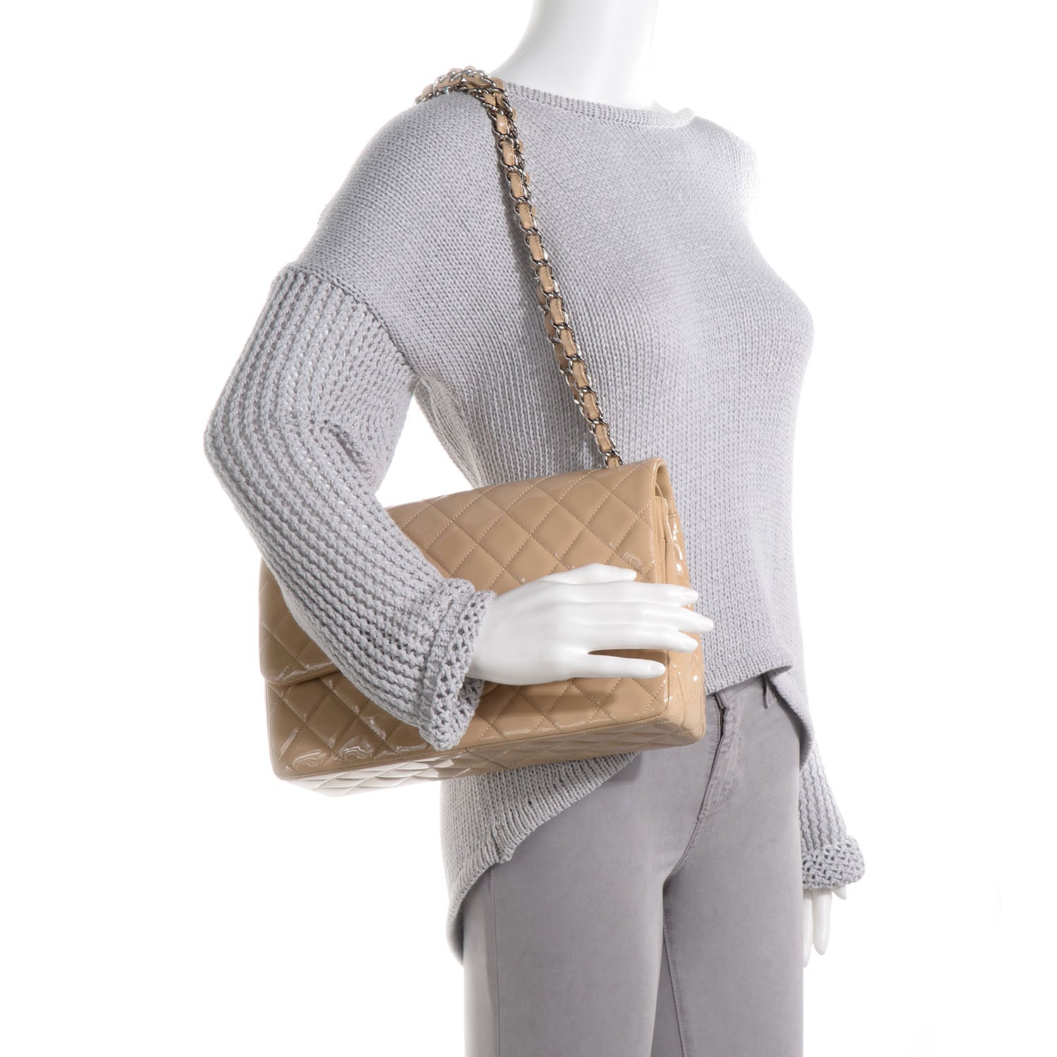 Chanel Patent Jumbo Double Flap Beige 2 of 7