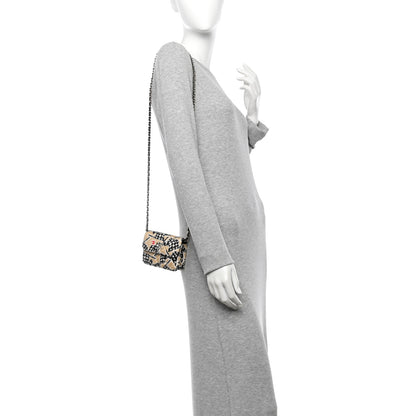 Chanel Canvas Check Flag Printed CC Clutch With Chain Beige Multicolor 2 of 11