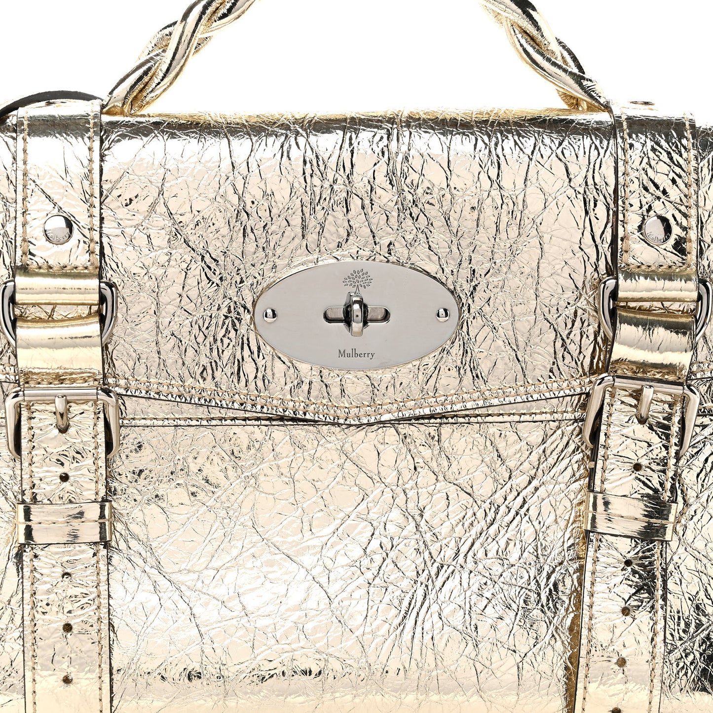 Metallic Crinkled Calfskin Medium Alexa Gold