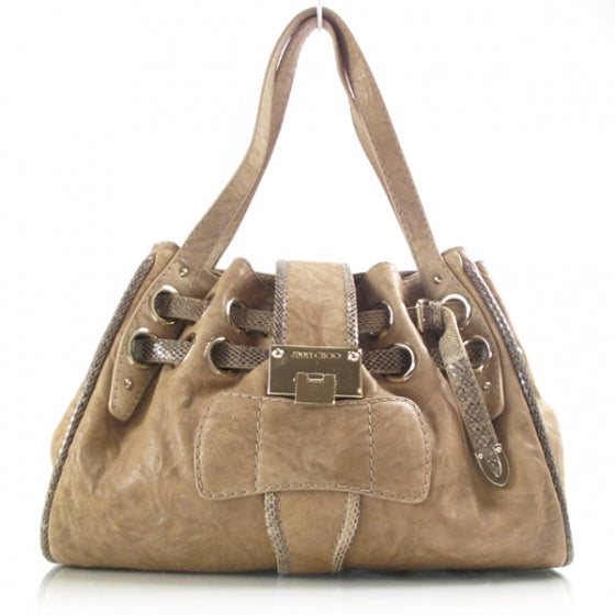 Leather Watersnake Riki Tote Bag Stone