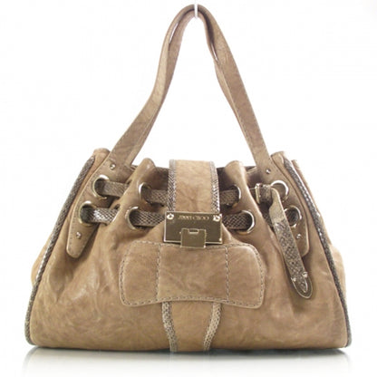 Jimmy Choo Leather Watersnake Riki Tote Bag Stone 1 of 9