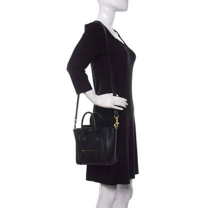 Celine Smooth Calfskin Nano Luggage Black 2 of 10