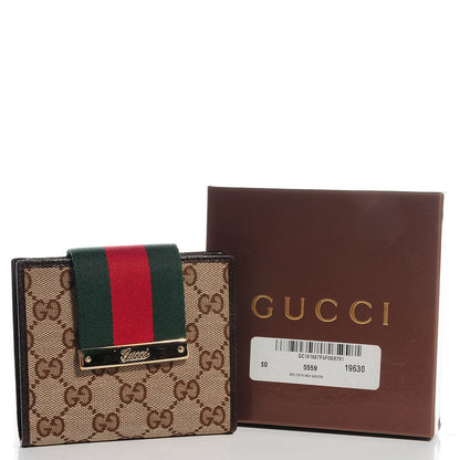 Gucci Monogram Ladies Web French Flap Wallet Dark Brown 5 of 9