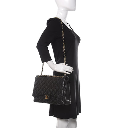 Chanel Lambskin Quilted Maxi Double Flap Black 2 of 13