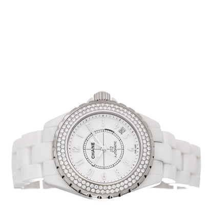 Chanel Stainless Steel Ceramic Diamond Pave Bezel 38mm J12 Automatic Watch White 2 of 4