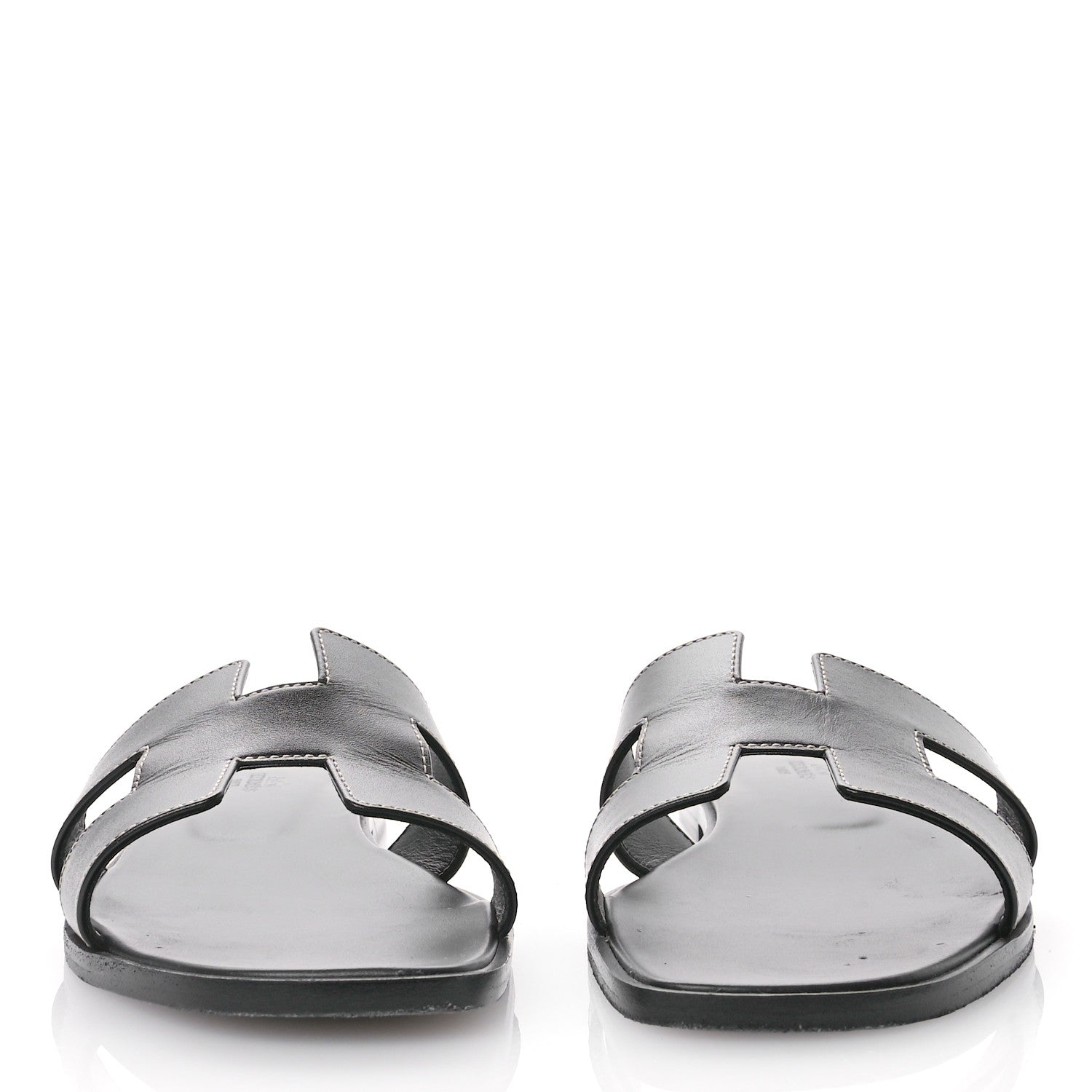 Hermes Box Calfskin Oran Sandals 41 Black 3 of 10