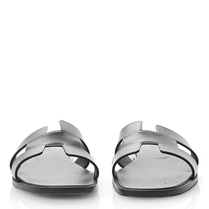 Hermes Box Calfskin Oran Sandals 41 Black 3 of 10