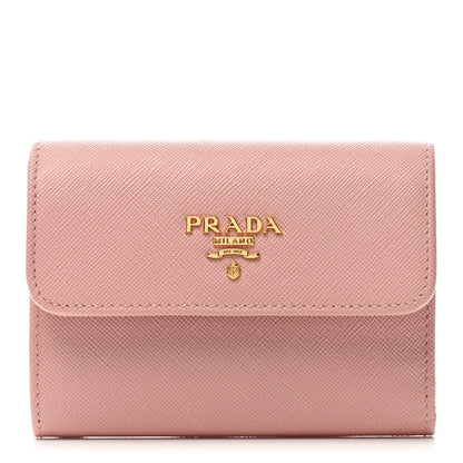 Prada Saffiano Metal Tri-Fold Wallet Orchidea 1 of 6