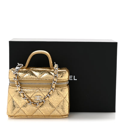 Chanel Metallic Calfskin Quilted Mini Vanity Bag Charm With Hook Gold 6 of 6