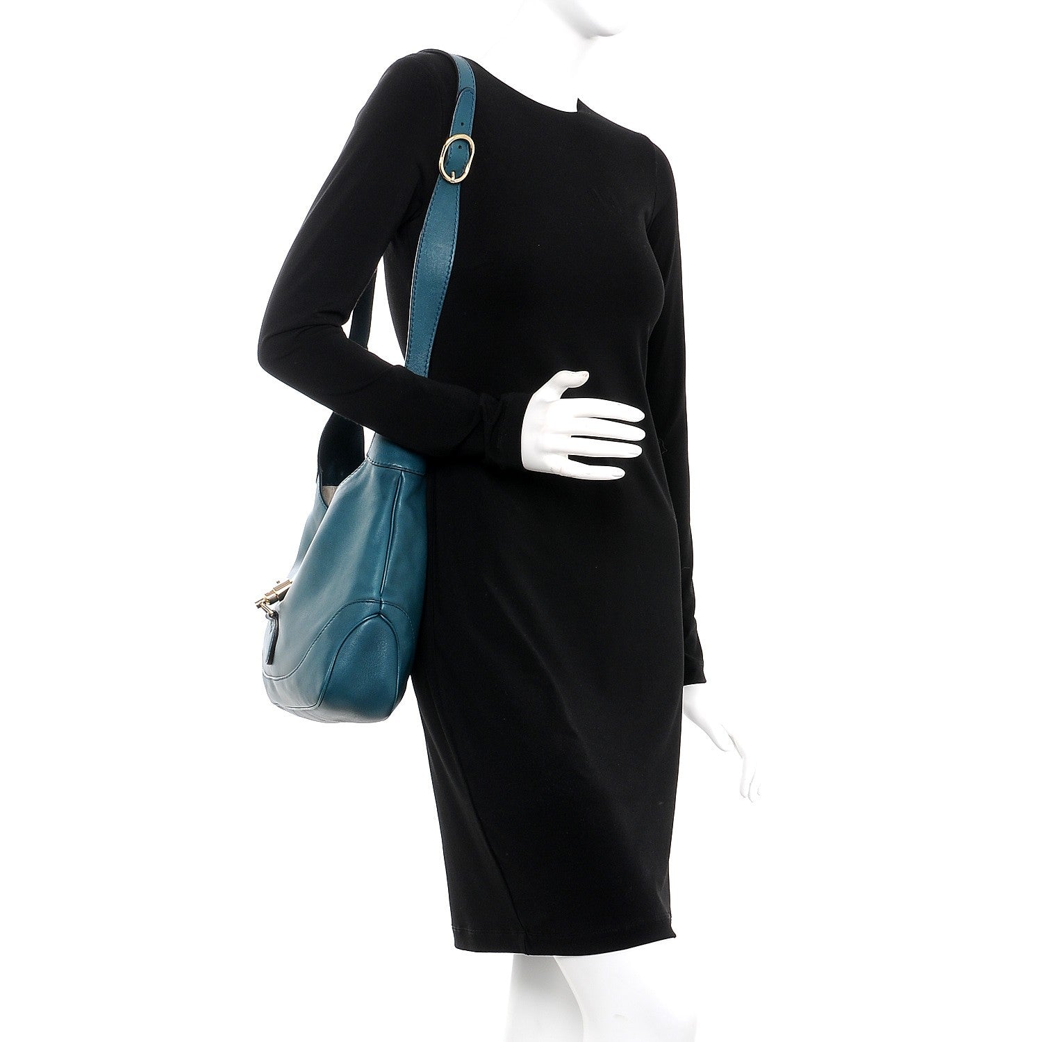 Gucci Calfskin Medium New Jackie Shoulder Bag Teal 2 of 9