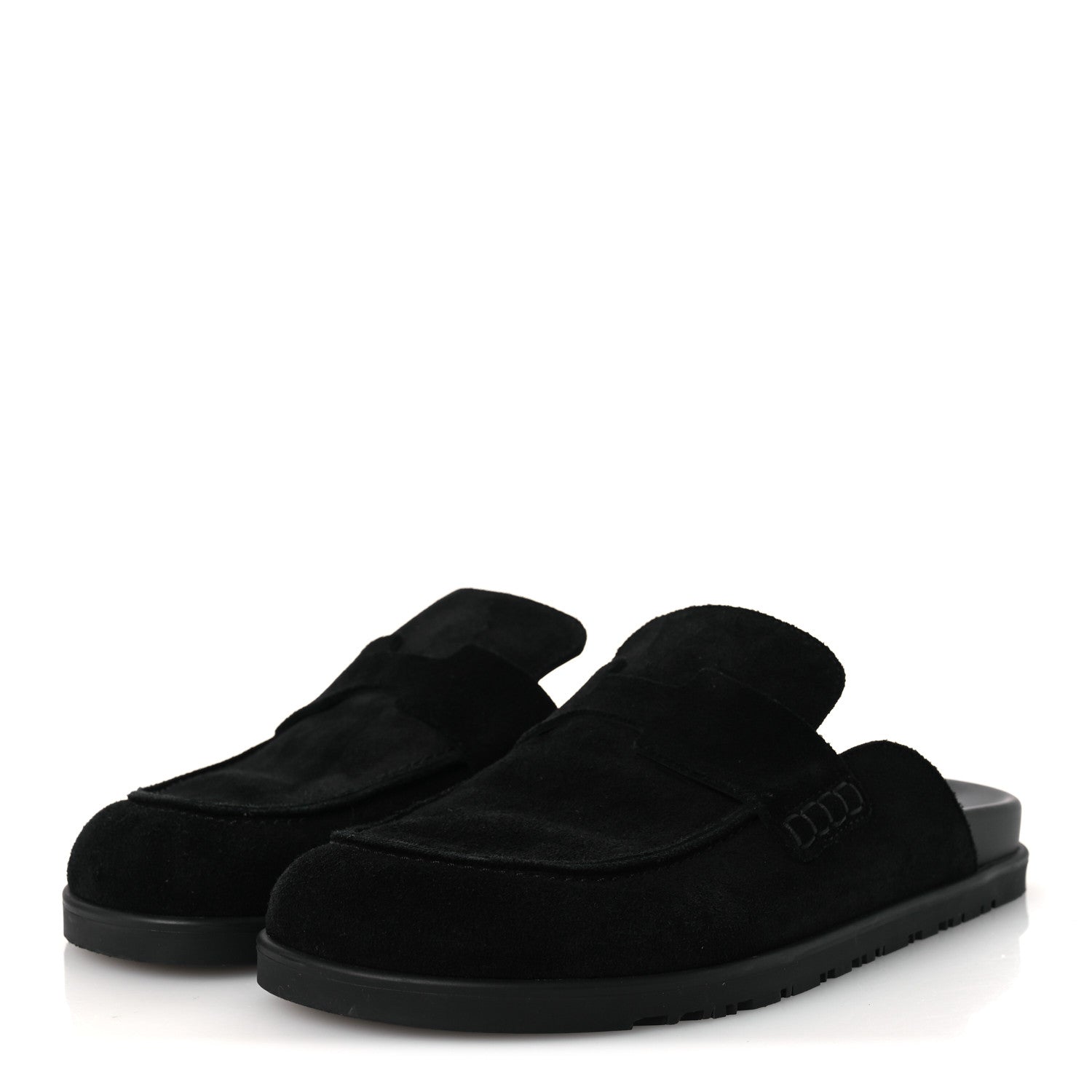 Hermes Suede Calfskin Go Mules 39 Black 3 of 12