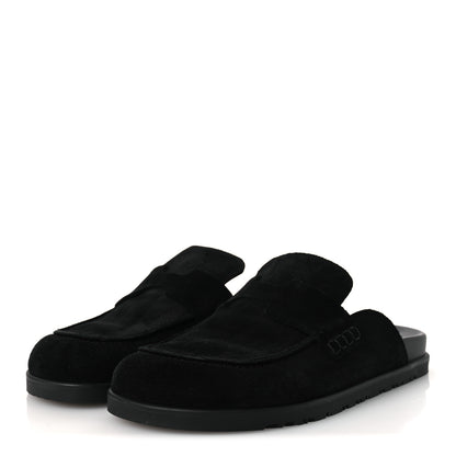 Hermes Suede Calfskin Go Mules 39 Black 3 of 12