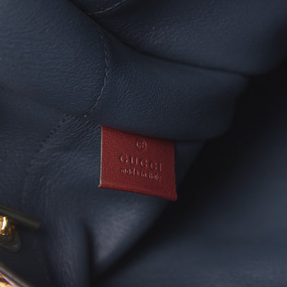 Gucci Suede Calfskin Large Rajah Chain Tote New Blue Romantic Cherry 7 of 11