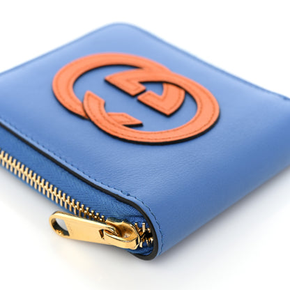 Gucci Vitello Eclipse Interlocking G Zip Around Card Case Wallet Bright Splash Carrot Orange 11 of 12