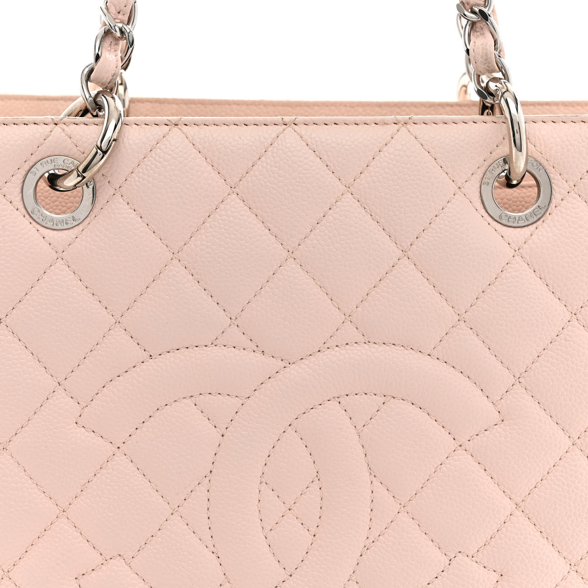 Caviar Quilted Grand Shopping Tote GST Light Pink