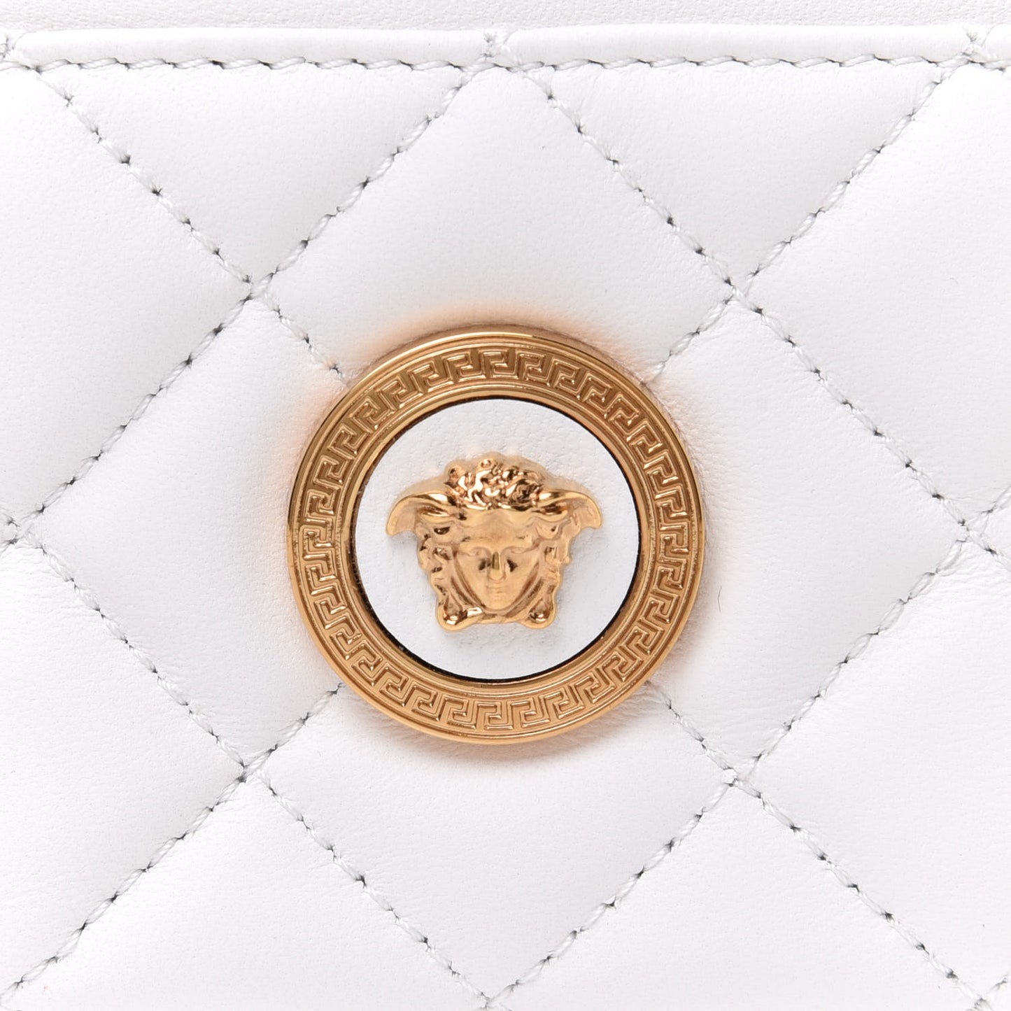 Nappa Quilted Medusa Bucket Bag White