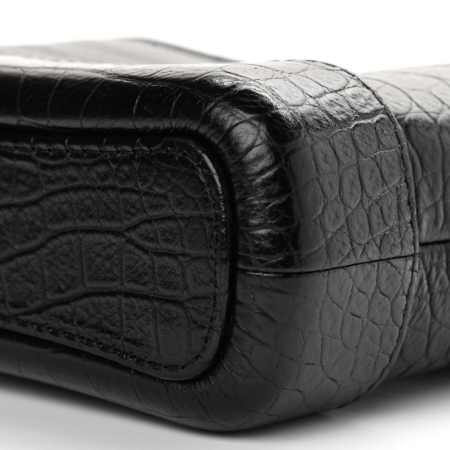 Calfskin Crocodile Embossed Small Gabrielle Cocodile Hobo Black