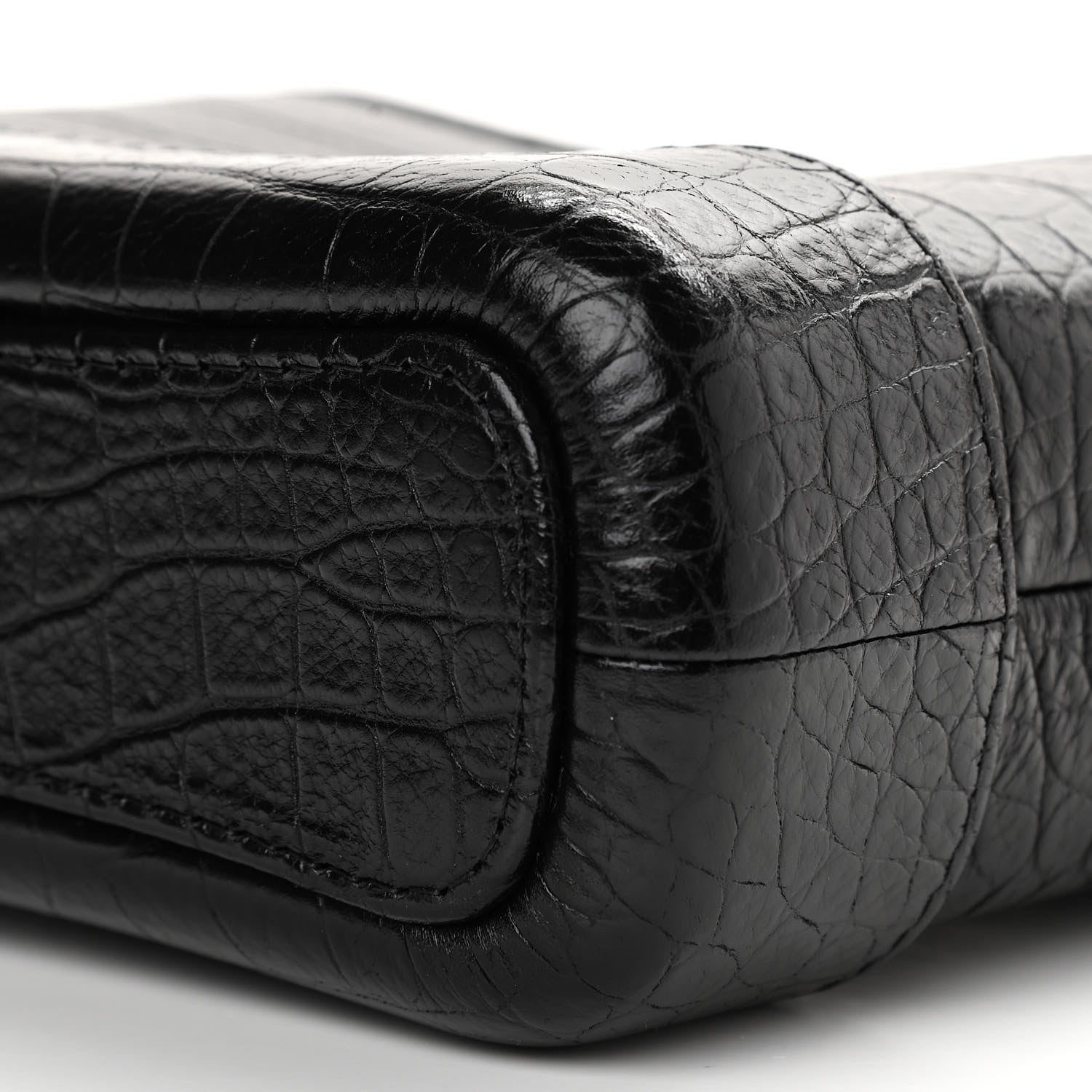 Chanel Calfskin Crocodile Embossed Small Gabrielle Cocodile Hobo Black 9 of 10