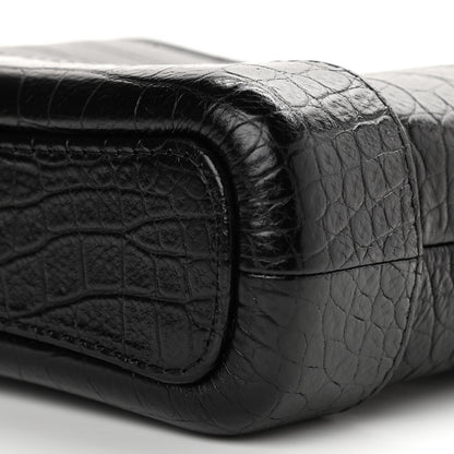 Chanel Calfskin Crocodile Embossed Small Gabrielle Cocodile Hobo Black 9 of 10
