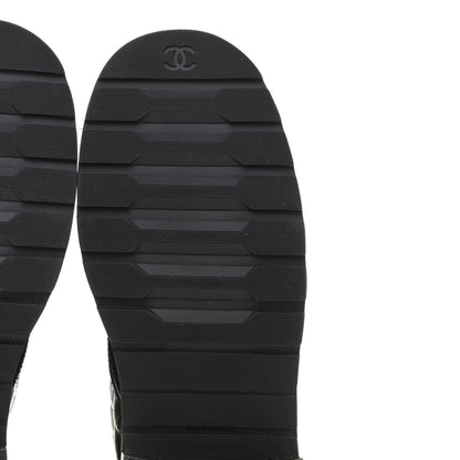 Chanel Shiny Calfskin Quilted Lace Up Combat Boots 37.5 Black 8 of 15