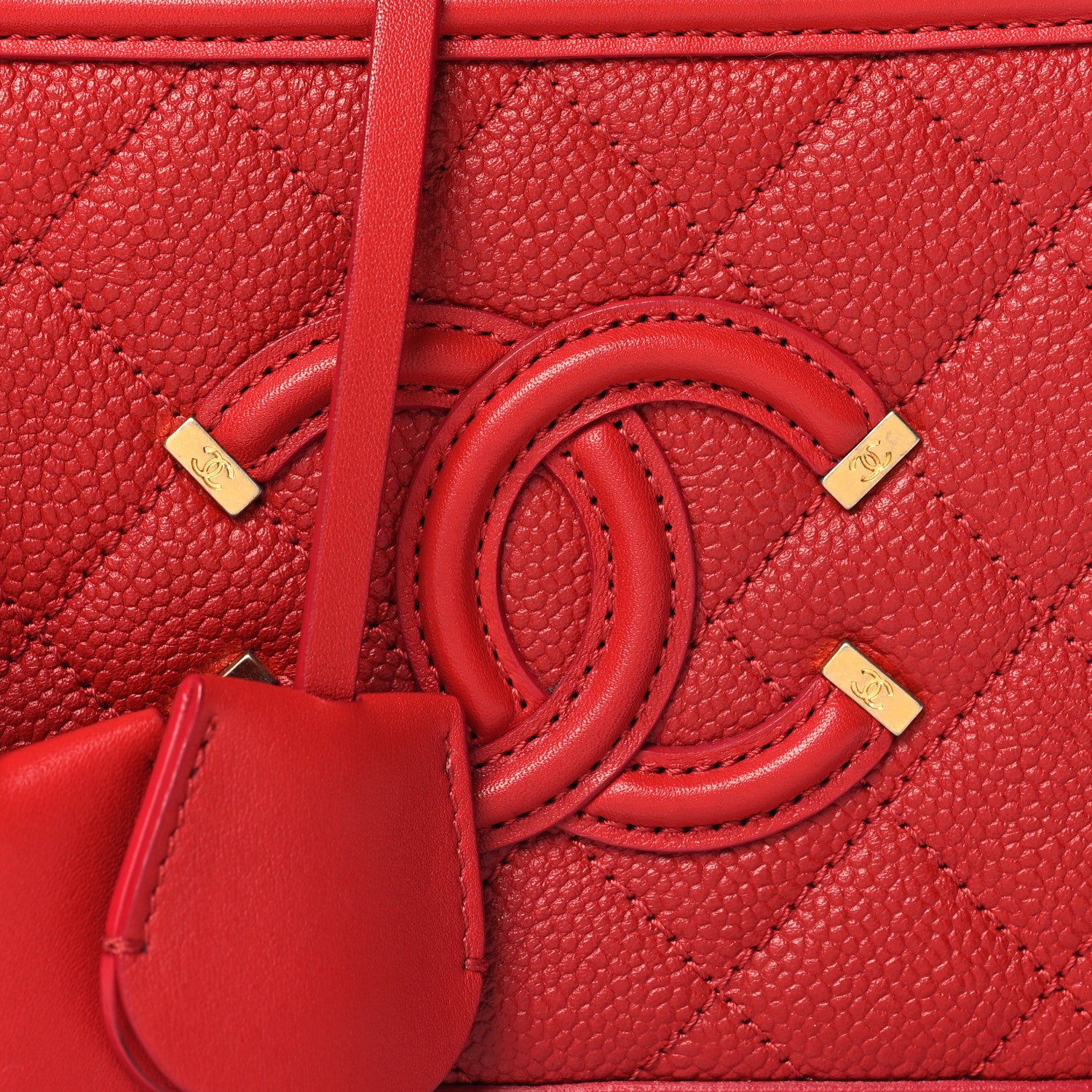 Chanel Caviar Quilted Small CC Filigree Vanity Case Red 8 of 10