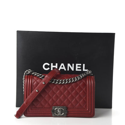 Chanel Caviar Quilted Medium Boy Flap Red 11 of 11