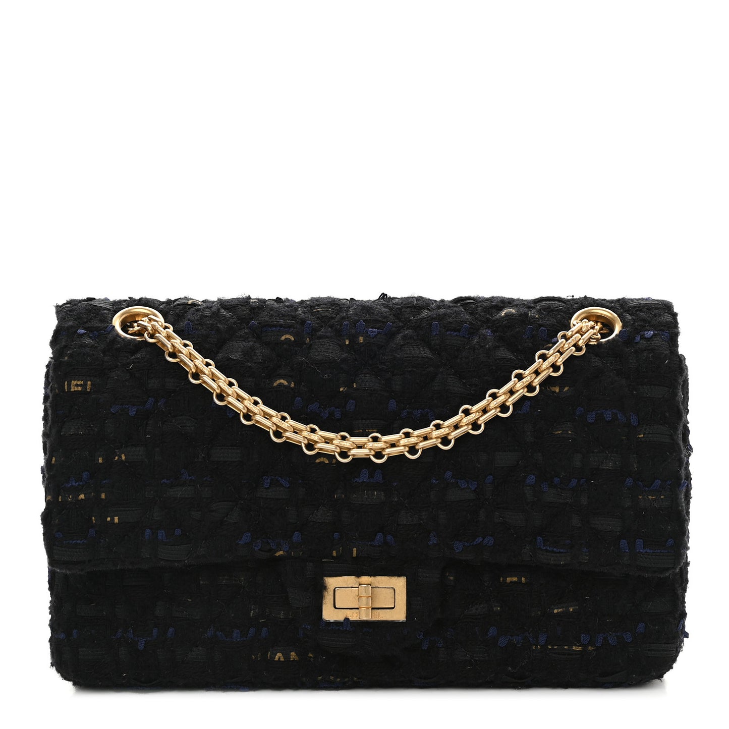 Tweed Quilted 2.55 Reissue 225 Flap Black Gold Navy