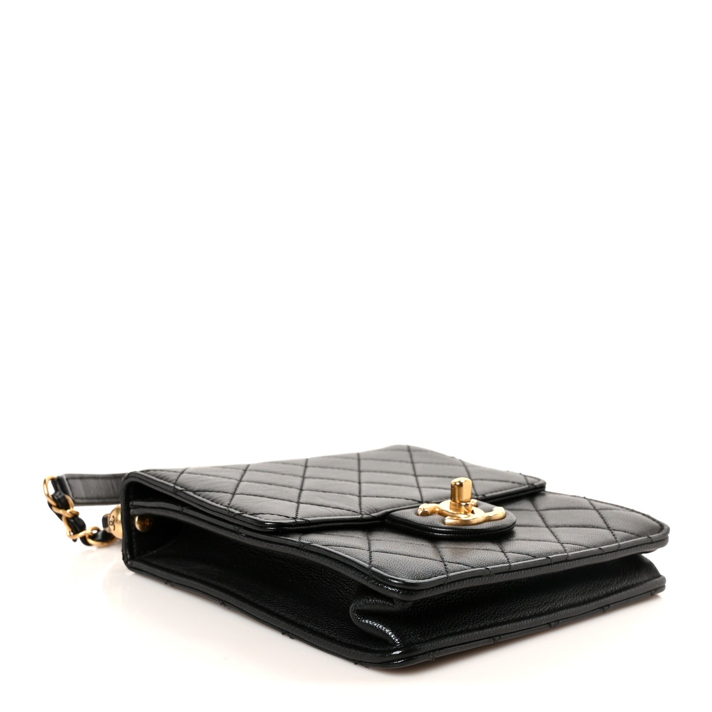 Goatskin Quilted Chic Pearls Flap Black