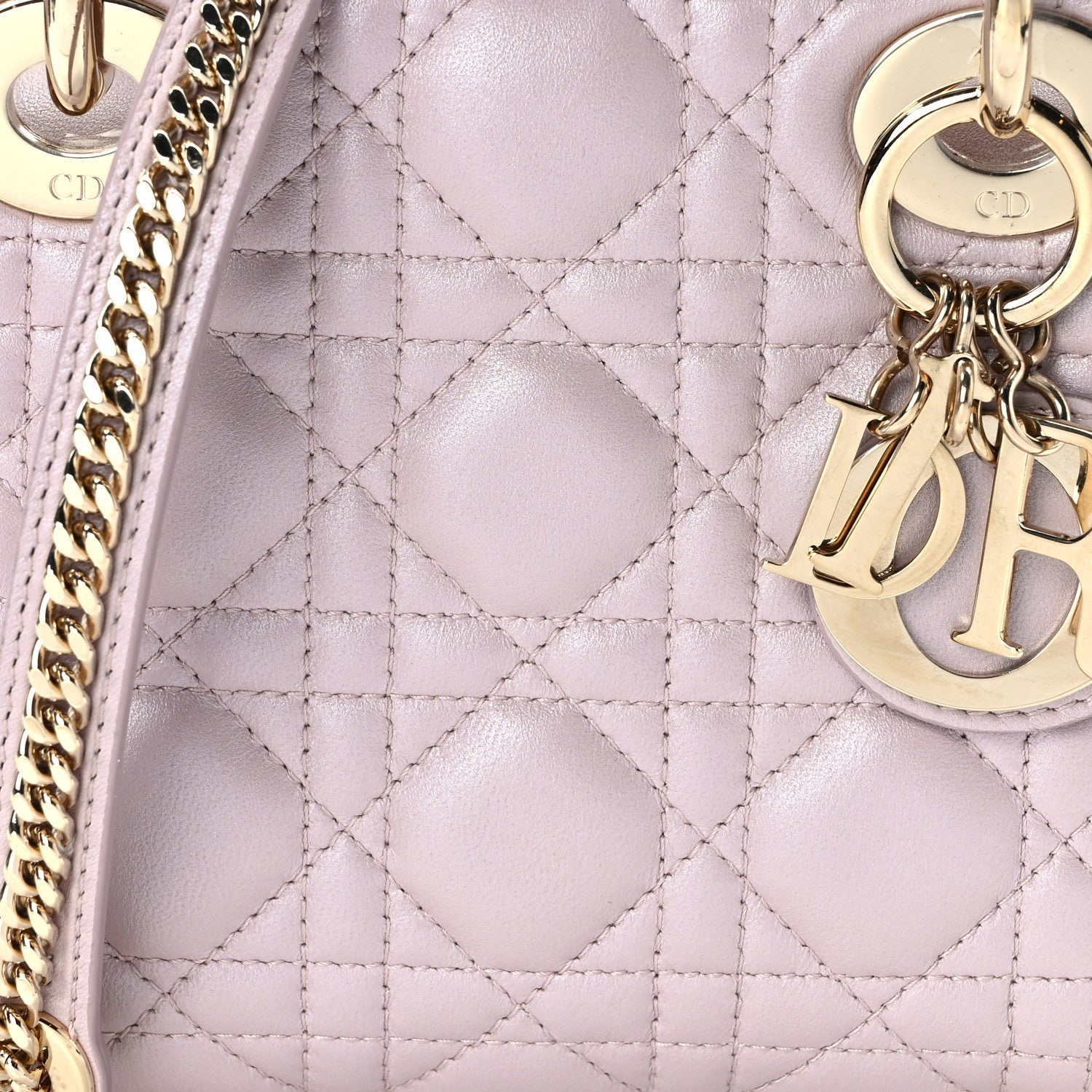 Christian Dior Metallic Lambskin Cannage Mini Lady Dior Lotus 7 of 15